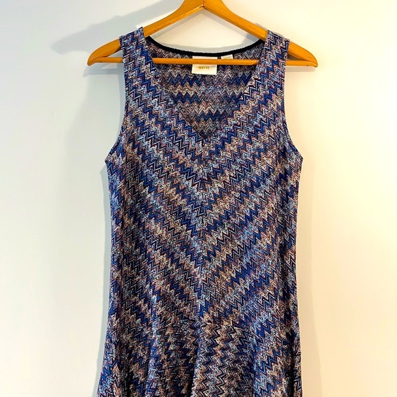 Anthropologie Maeve Westwater Chevron Knit Flowy Dress Sleeveless Blue Purple - Picture 3 of 10